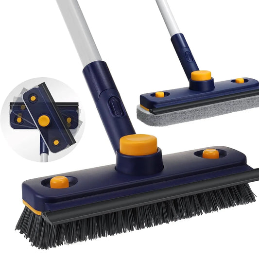3 in 1 long handle brush, tile scrubber, and squeegee