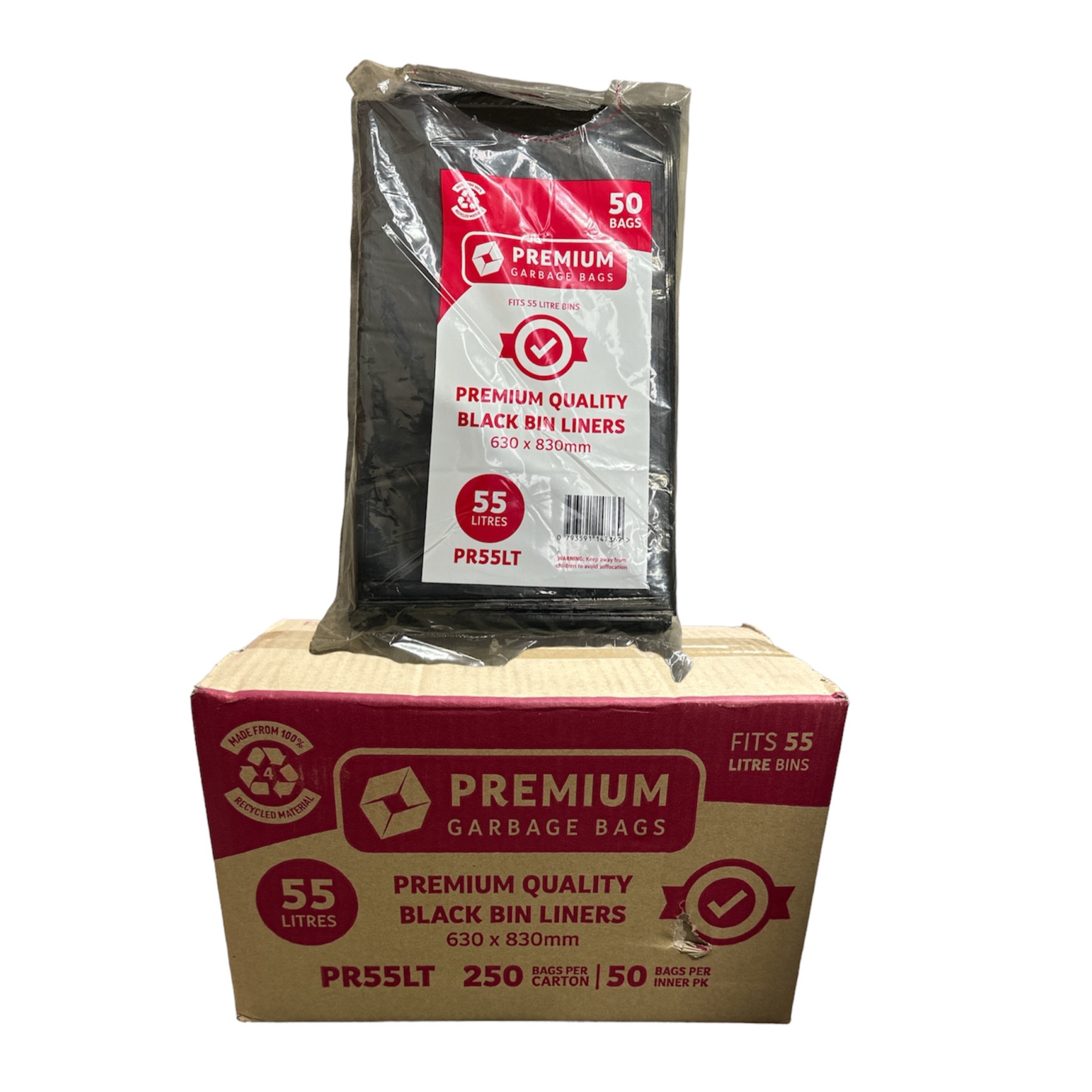 Premium Garbage Bags Black 55L /250pcs (PR55LT)