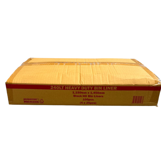 Heavy Duty Black Bin Liners 100pcs 240L (MB2403305)