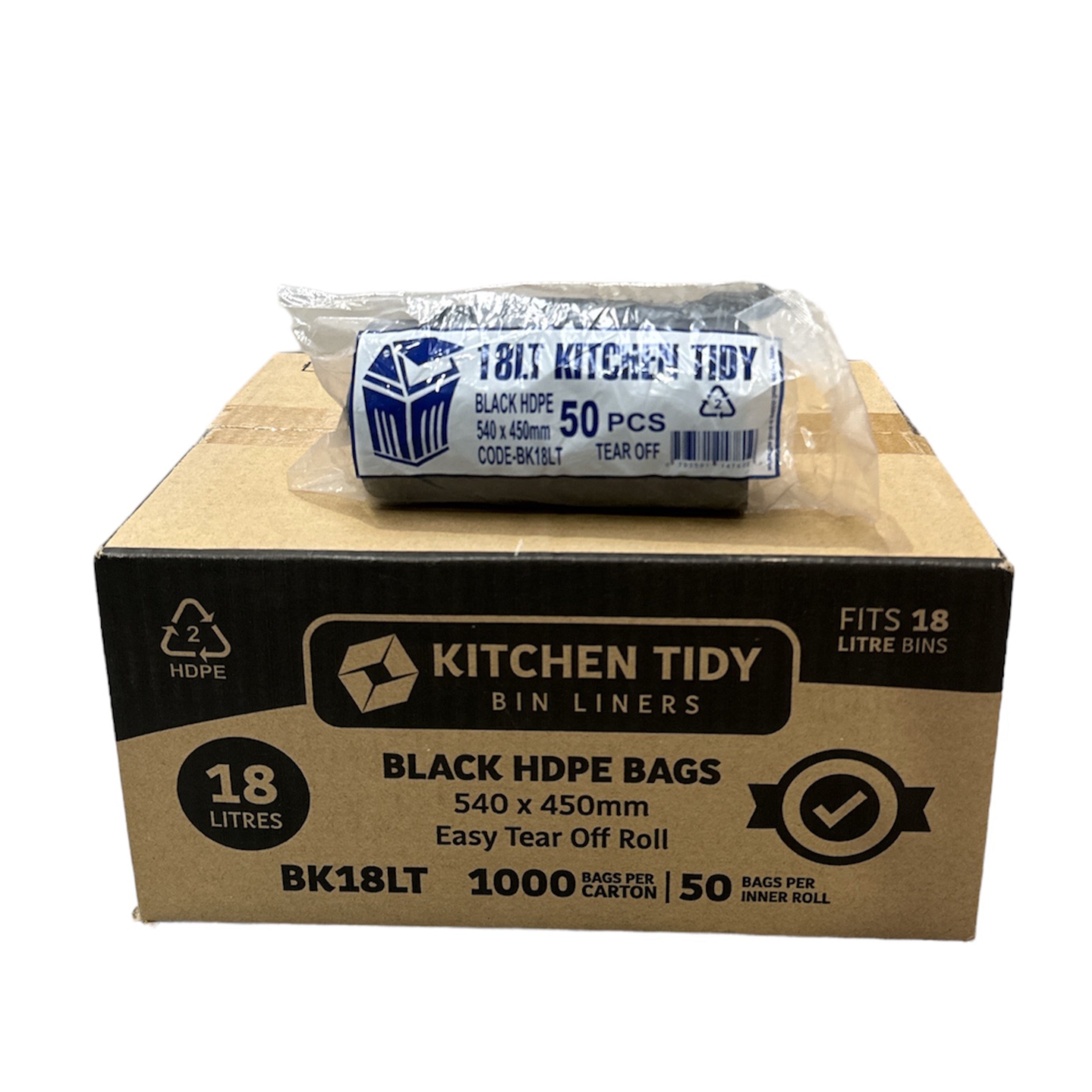 Black Bin Liner Roll/1000 pcs (BK18LT)